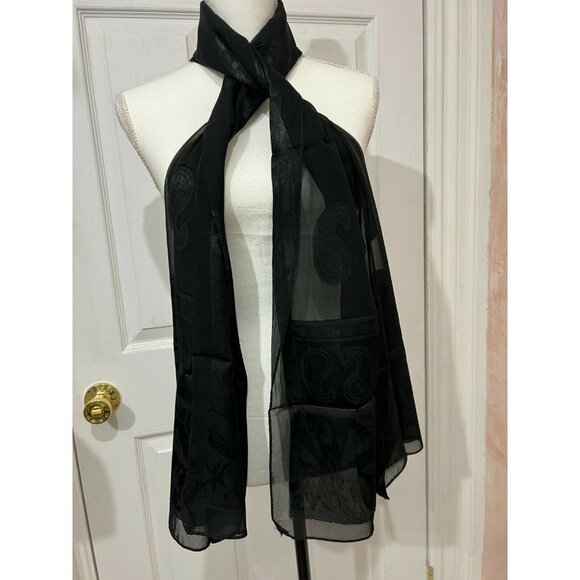 Black color sheer scarf  New100% polyester - Picture 2 of 5